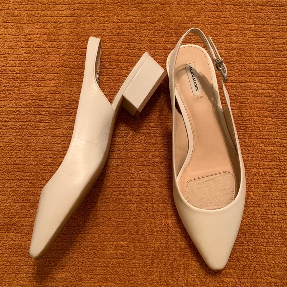 Ivory, leather sling back, size 8